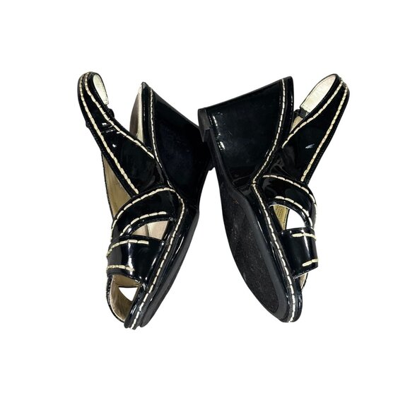 Nickels Black Roxanne Patent Wedge Slingback Heels 7M - Picture 4 of 8